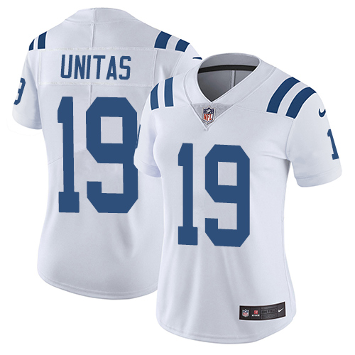 Indianapolis Colts #19 Limited Johnny Unitas White Nike NFL Road Women JerseyVapor Untouchable jerseys->youth nfl jersey->Youth Jersey